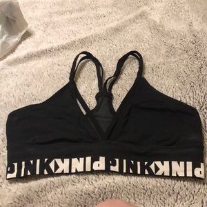 PINK black sports bra